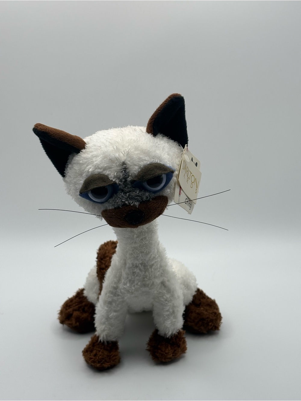 VTG Carleton Cards Ching Siamese Cat Plush Posable Blue Eyes Twisted Whisker 9”